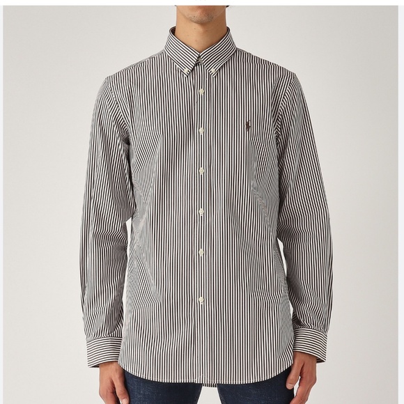 Polo Ralph Lauren Men’s Button down shirt Oxford Pinstripe White Brown Sz XXL - Picture 1 of 14